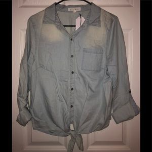 NWT front tie light weight jean shirt